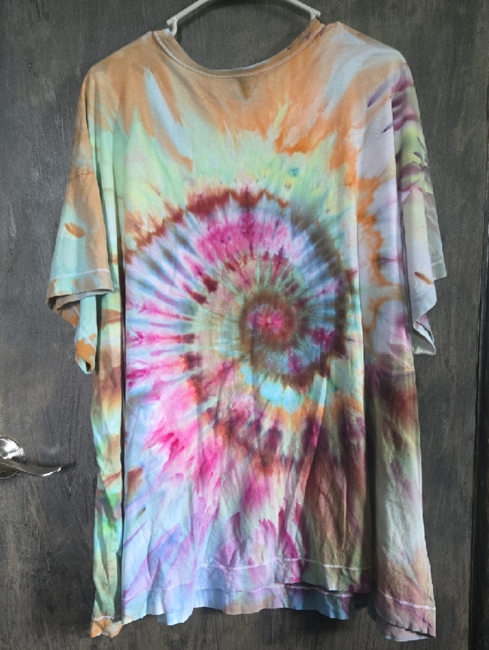 Old Navy Tie-Dye Spiral Crew Tee — Pink, Teal, Orange, Purple - Picture 2 of 4